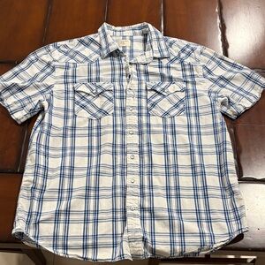 Old Navy Casual Button down Blue and White Plaid Shirt
